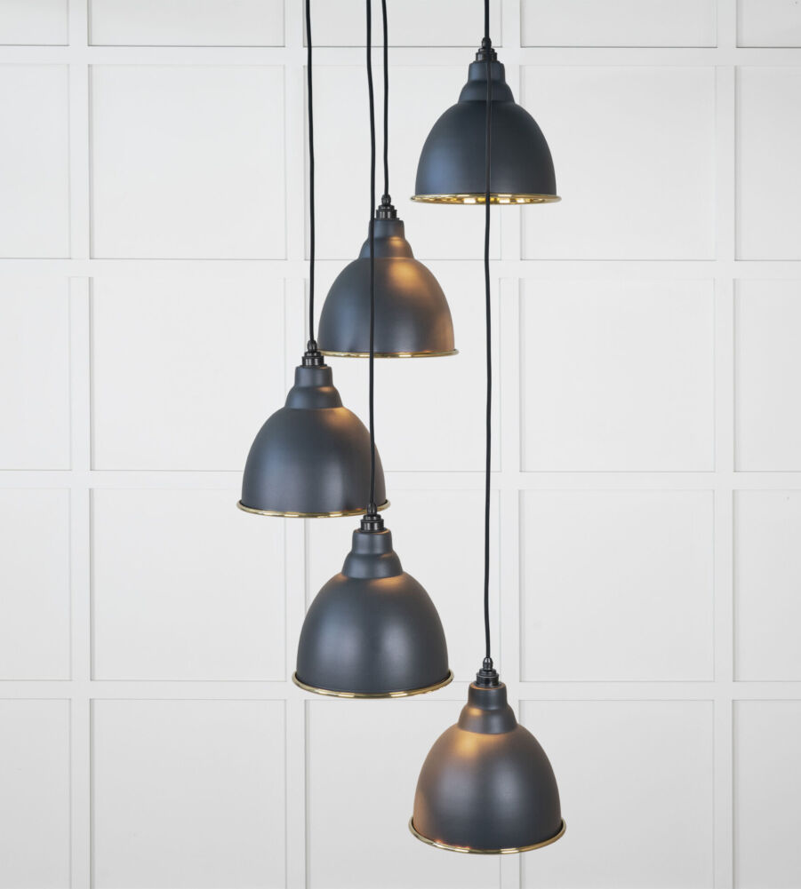 From The Anvil Hammered Brass Brindley Cluster Pendant in Soot