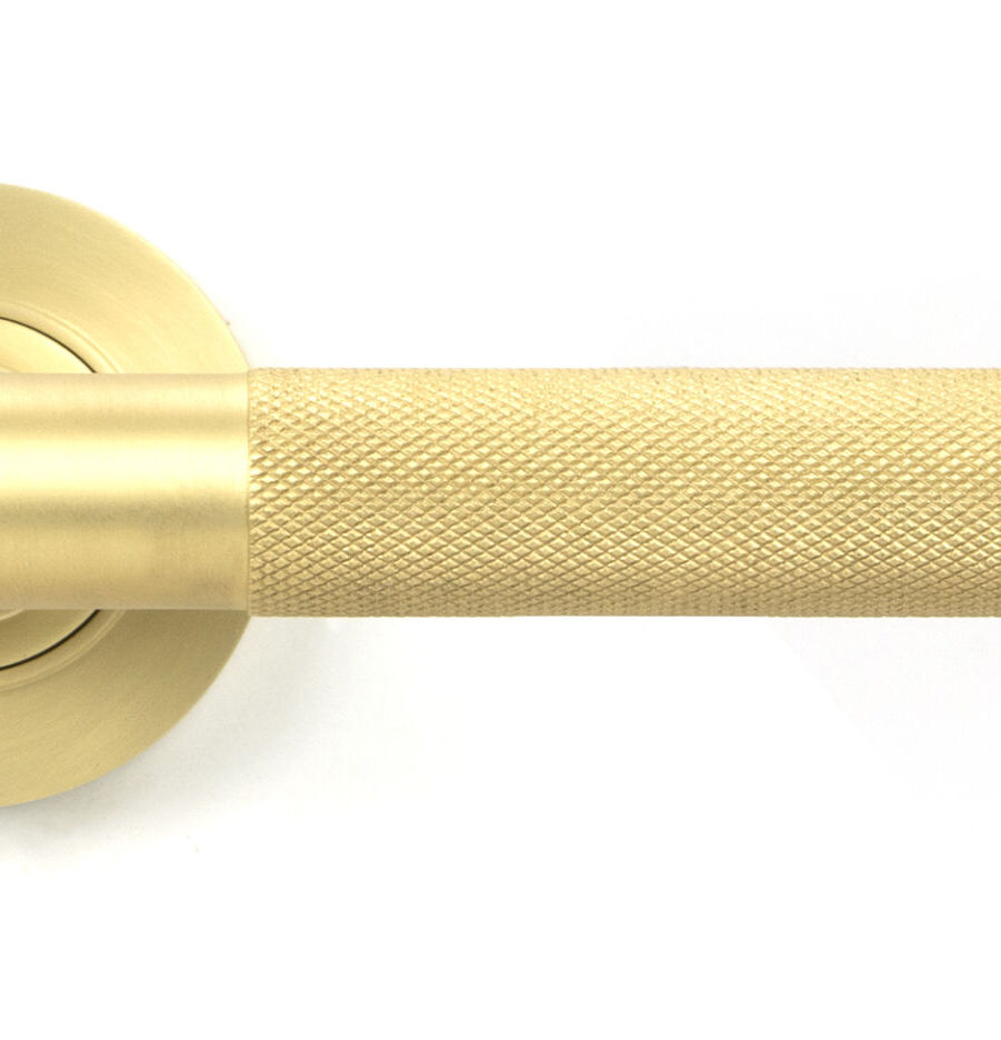 From The Anvil Satin Brass Brompton Lever on Rose Set (Plain) - Image 3