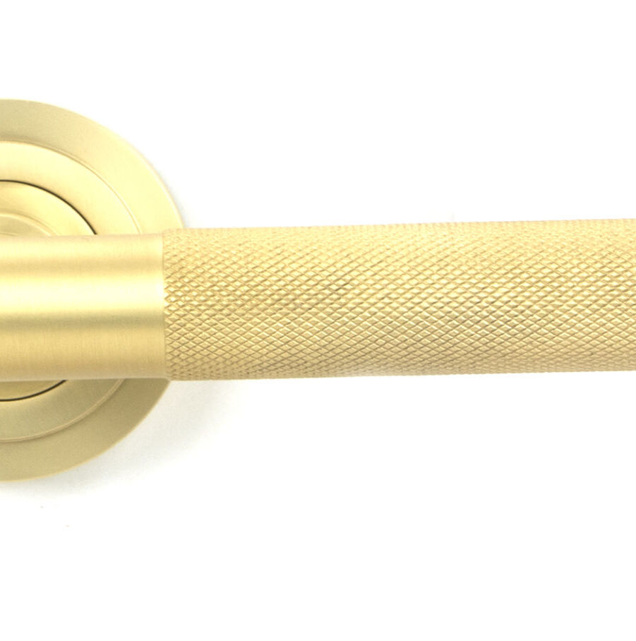 From The Anvil Satin Brass Brompton Lever on Rose Set (Art Deco) - Image 3
