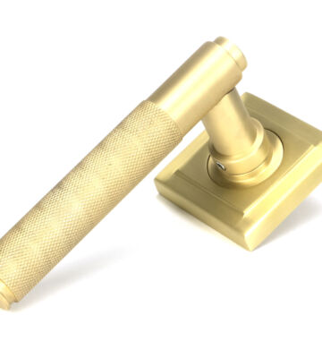 From The Anvil Satin Brass Brompton Lever On Rose Set (Square)