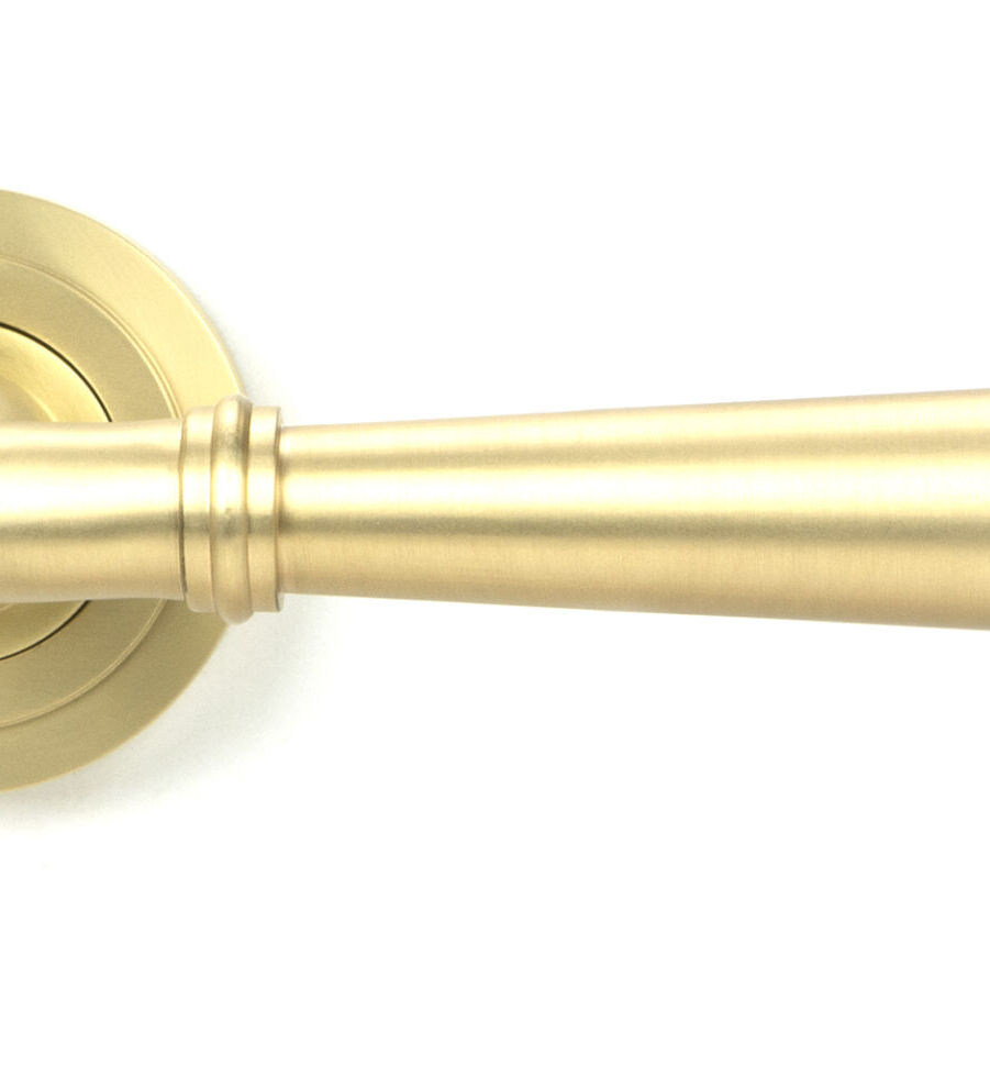 From The Anvil Satin Brass Newbury Lever on Rose Set (Art Deco) - Image 3