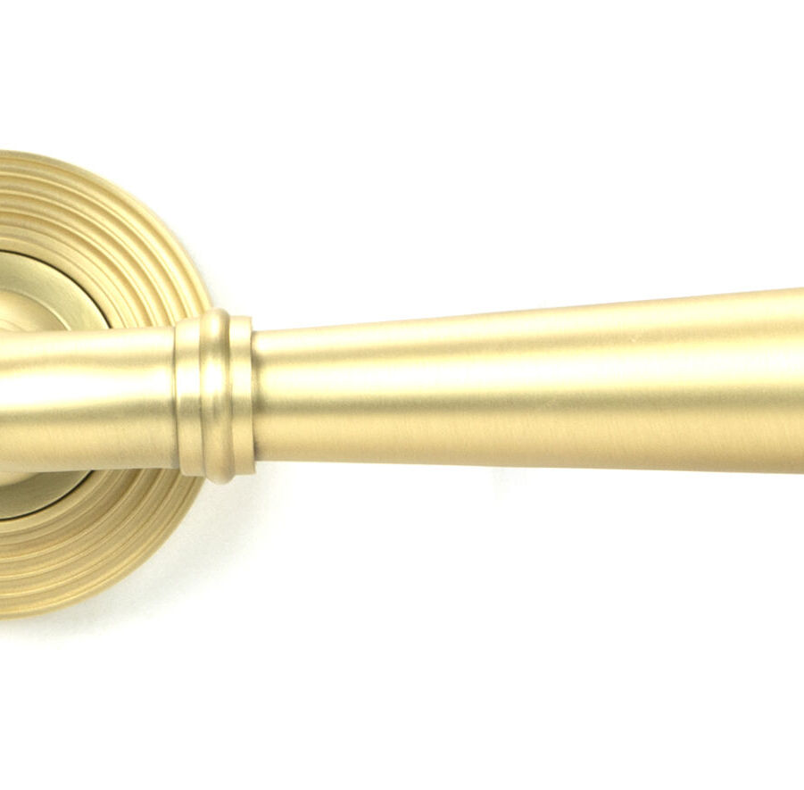 From The Anvil Satin Brass Newbury Lever on Rose Set (Beehive) - Image 3