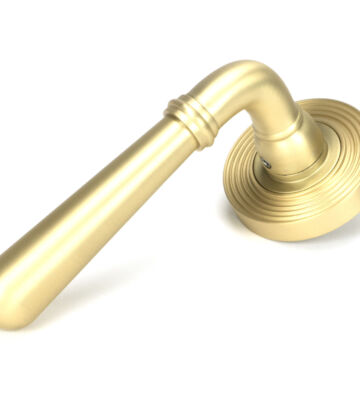 From The Anvil Satin Brass Newbury Lever on Rose Set (Beehive)