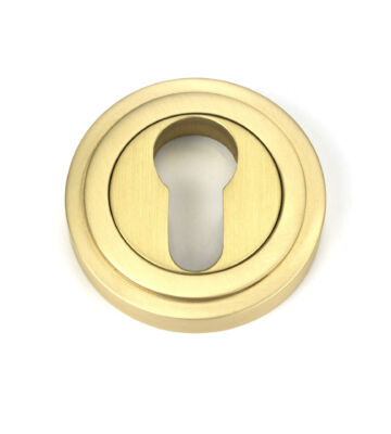 From The Anvil Satin Brass Round Euro Escutcheon (Art Deco)