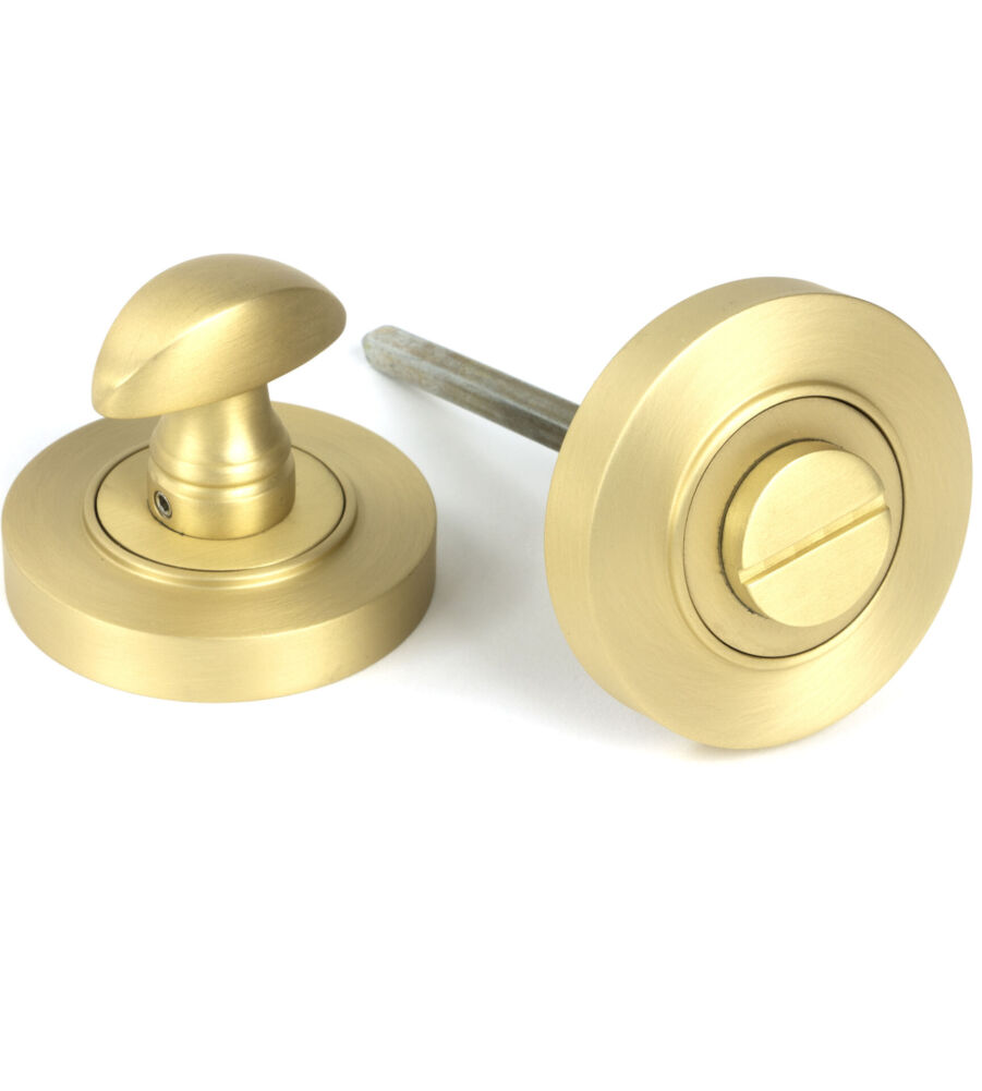 From The Anvil Satin Brass Round Thumbturn Set (Plain)