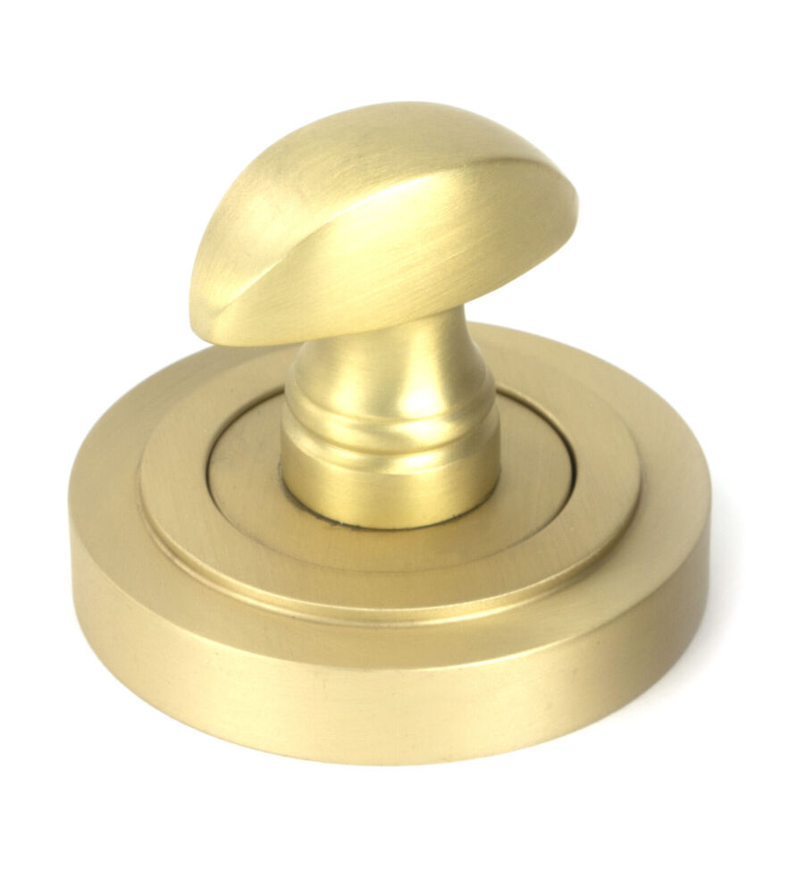From The Anvil Satin Brass Round Thumbturn Set (Art Deco) - Image 3