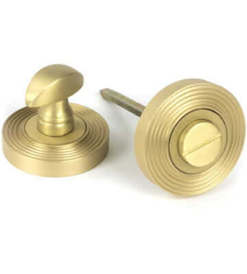 From The Anvil Satin Brass Round Thumbturn Set (Beehive)