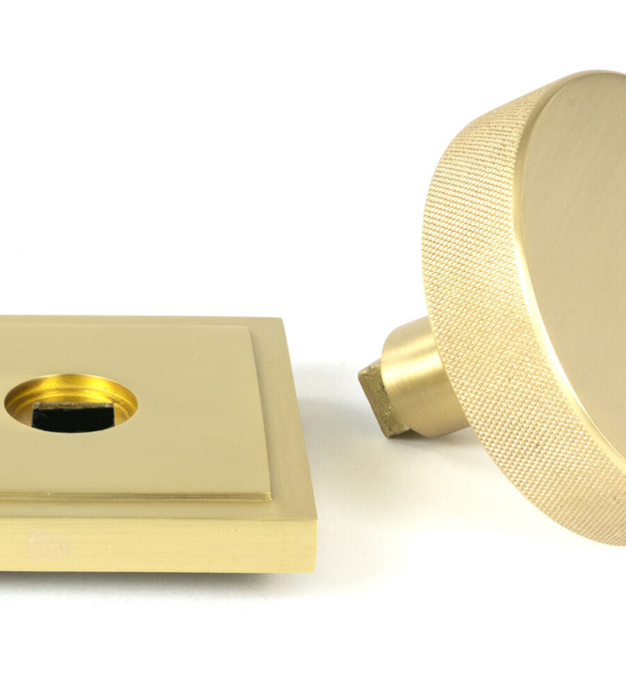 From The Anvil Satin Brass Brompton Centre Door Knob (Square) - Image 3