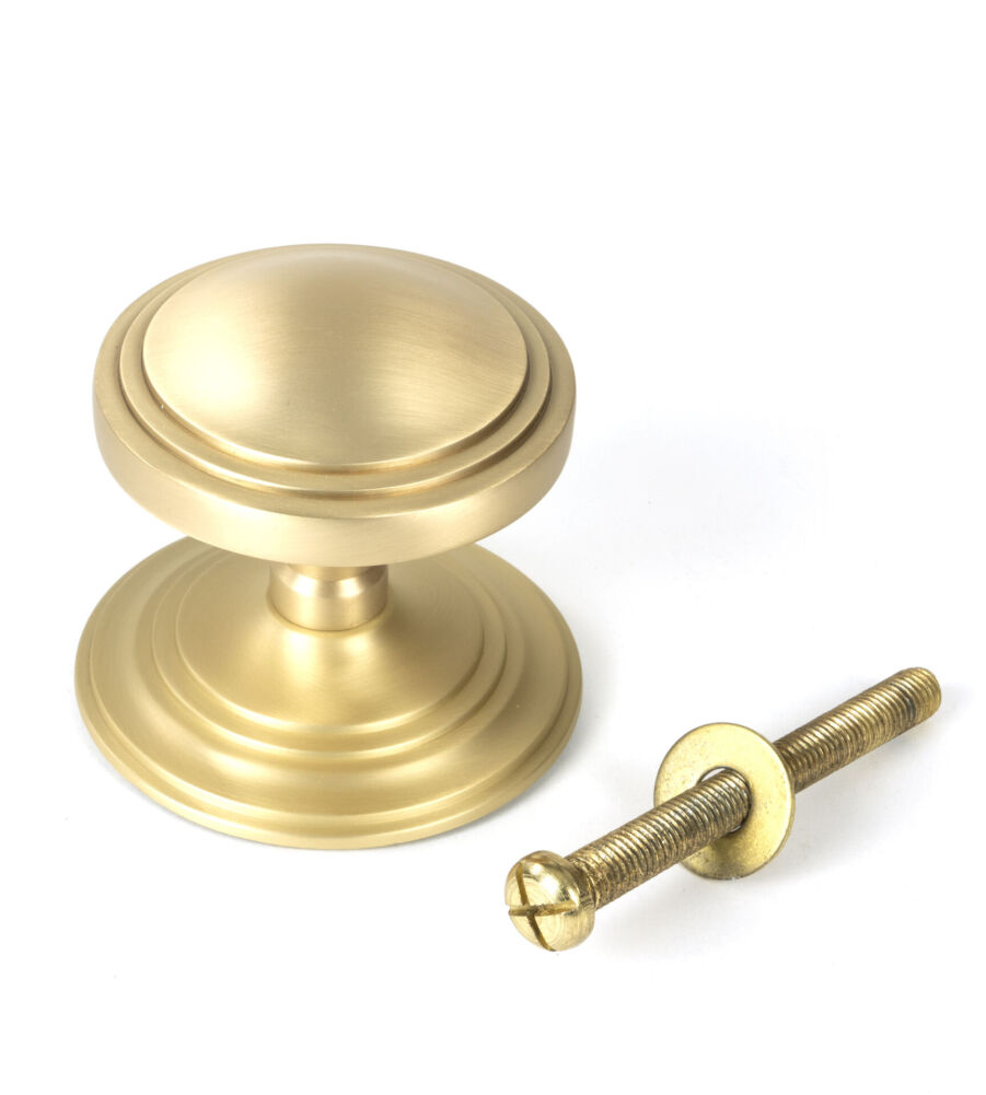From The Anvil Satin Brass Art Deco Centre Door Knob - Image 3