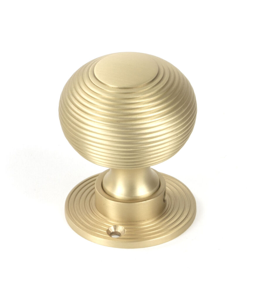 From The Anvil Satin Brass Heavy Beehive Mortice/Rim Knob Set - Image 3