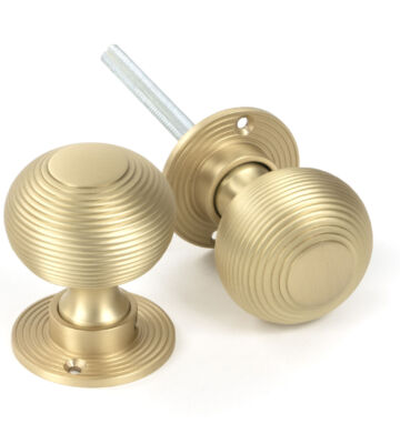 From The Anvil Satin Brass Heavy Beehive Mortice/Rim Knob Set