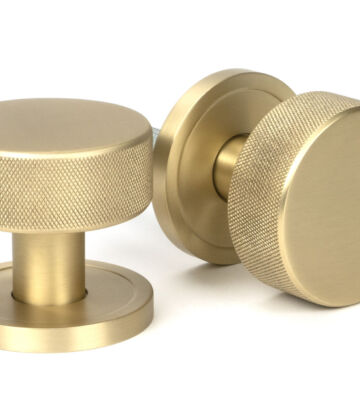 From The Anvil Satin Brass Brompton Mortice/Rim Knob Set (Plain)