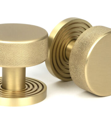 From The Anvil Satin Brass Brompton Mortice/Rim Knob Set (Beehive)