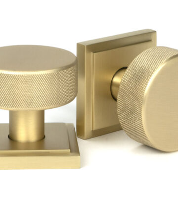 From The Anvil Satin Brass Brompton Mortice/Rim Knob Set (Square)