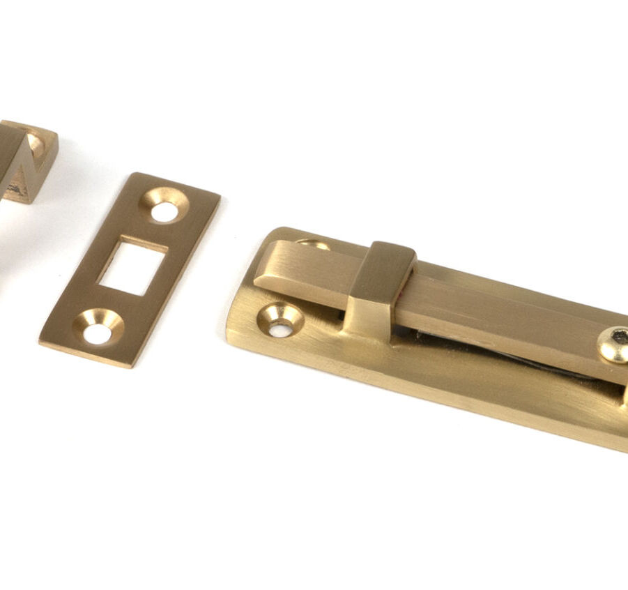 From The Anvil Satin Brass 4" Universal Bolt