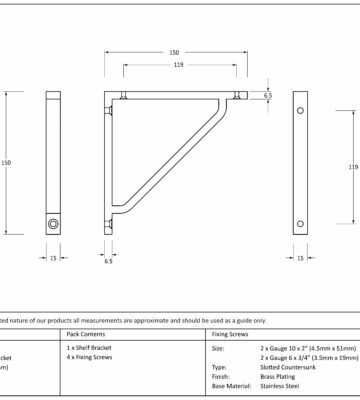 From The Anvil Polished Brass Barton Shelf Bracket (150mm x 150mm)