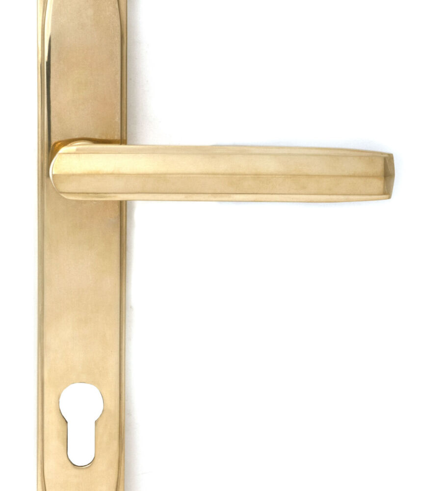 From The Anvil Polished Brass Art Deco Slimline Lever Espag. Lock Set