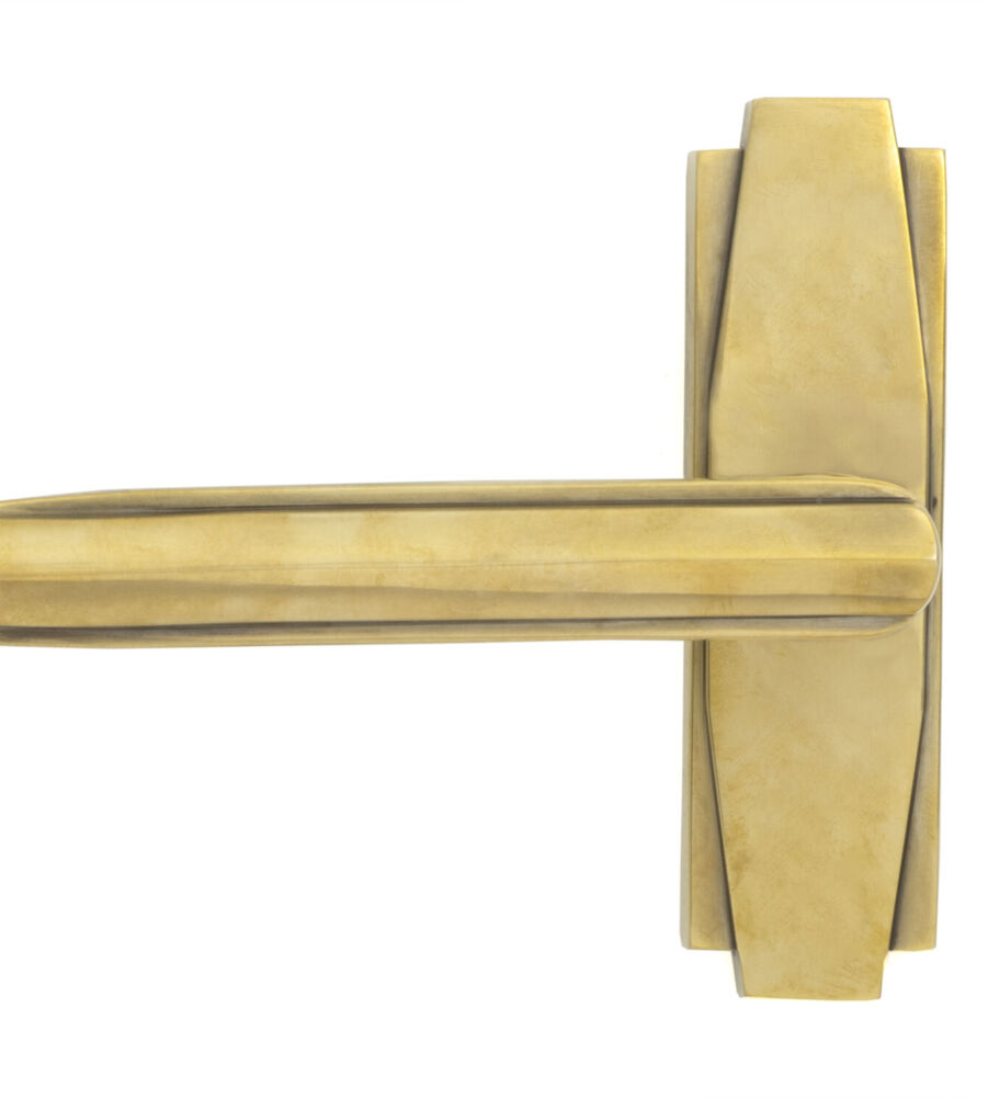 From The Anvil Aged Brass Art Deco Lever on Rose Set - Image 3