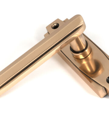 From The Anvil Polished Bronze Art Deco Lever on Rose Set