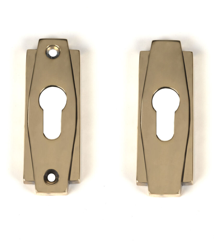 From The Anvil Aged Brass Art Deco Euro Escutcheon (Set) - Image 3