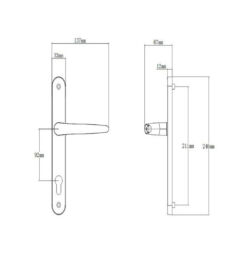 Endurance MK2 Black Lever Door Handle 92mm PZ, 211mm Centres - Image 2