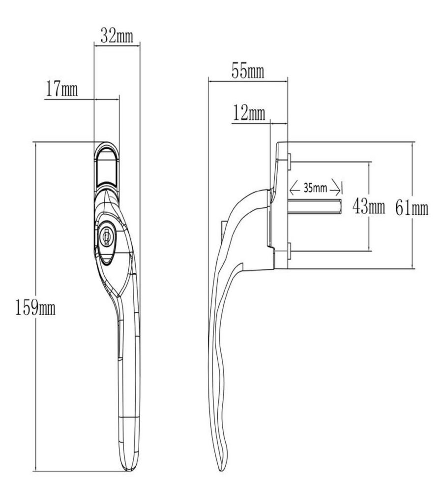 Endurance MK3 White Right Hand 35mm Spindle Window Handle - Image 4