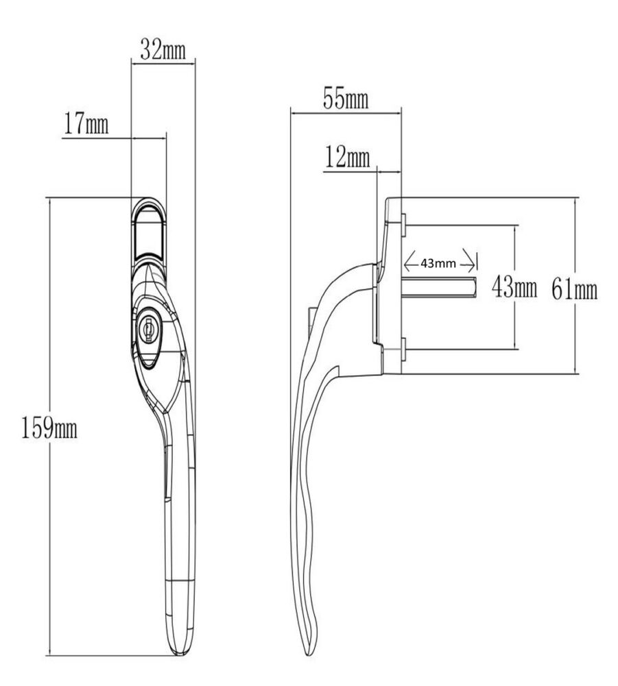 Endurance MK3 White Right Hand 43mm Spindle Window Handle - Image 4