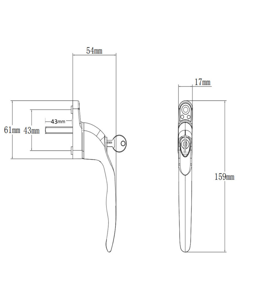 Endurance MK3 Chrome - Inline 43mm Spindle Window Handle - Image 4