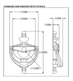 Endurance Urn Door Knocker with Spy Hole Prime Gold - Image 3
