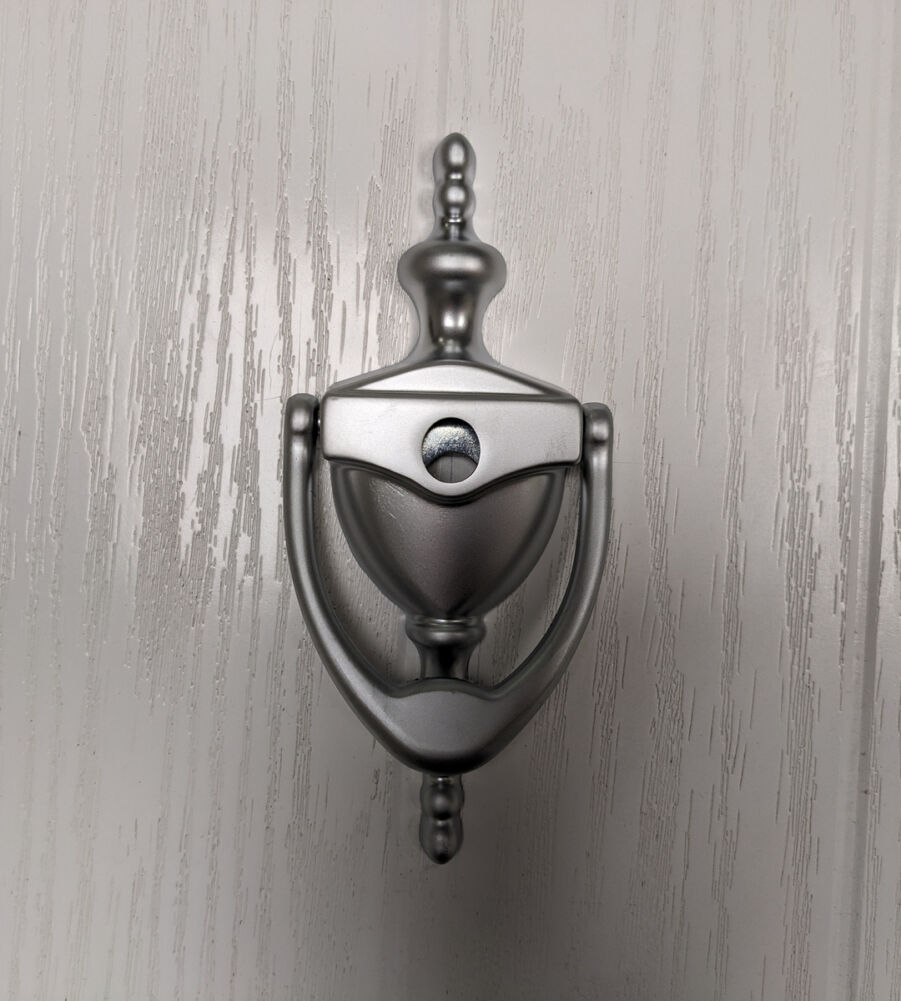 Endurance Urn Door Knocker with Spy Hole Satin Silver