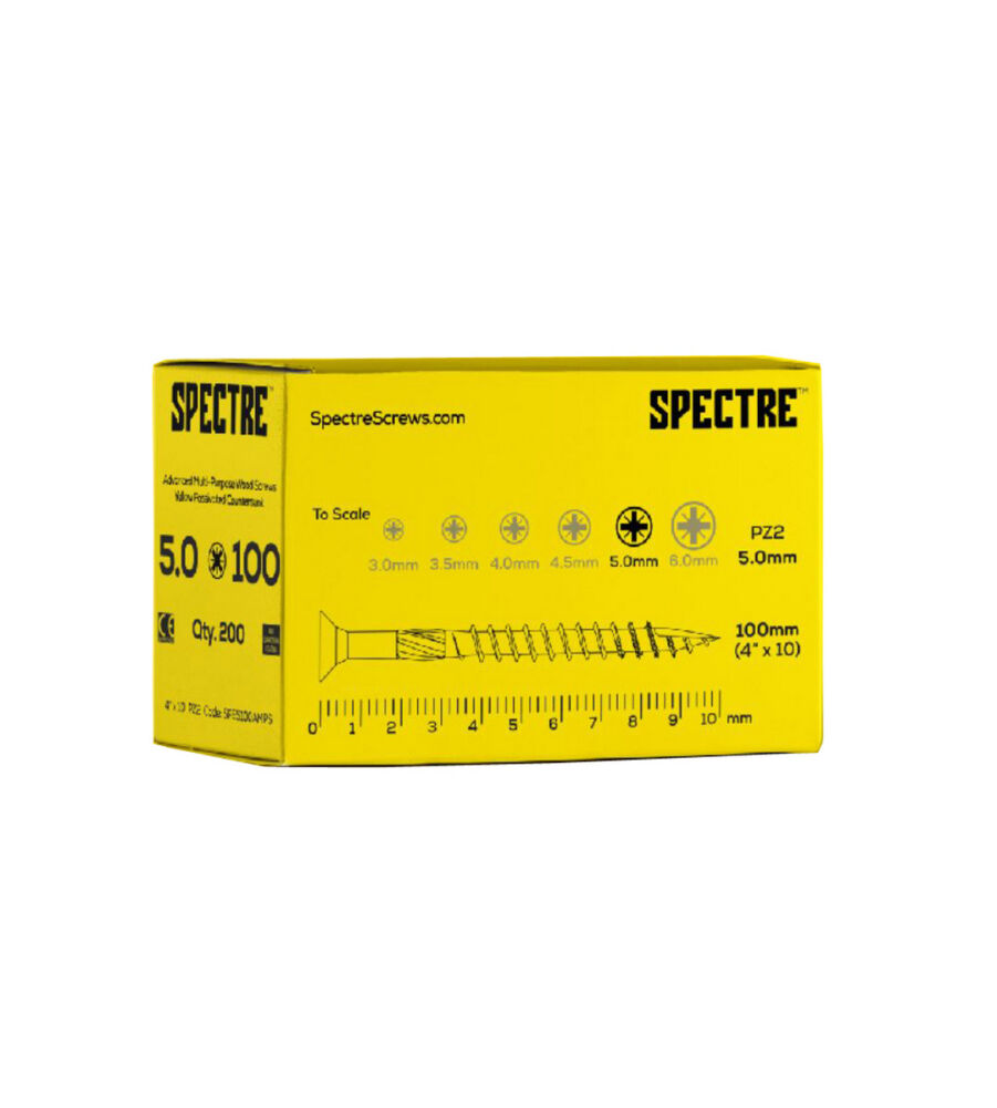 5.0 x 80mm Spectre Advanced YP Multi-purpose Woodscrew - Box 100 - Image 2