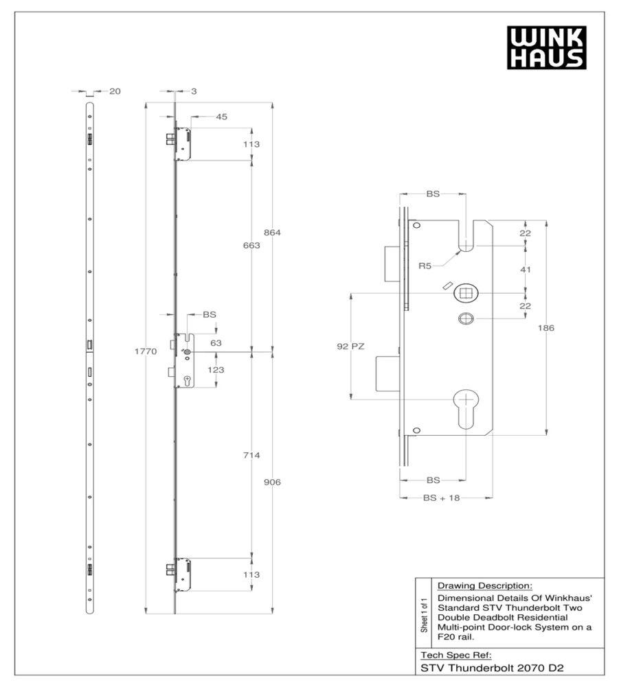 Winkhaus 5043467 - 55/92 Thunderbolt Key Operated 20mm Rad FP Lock - Image 2
