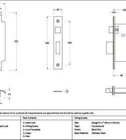 From The Anvil Pewter 2½" 5 Lever BS Sash Lock - Image 2