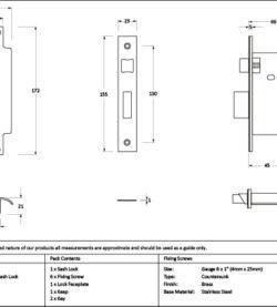 From The Anvil Satin Brass 2½" 5 Lever BS Sash Lock - Image 2