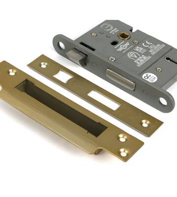 From The Anvil Satin Brass 3″ 5 Lever BS Sash Lock KA
