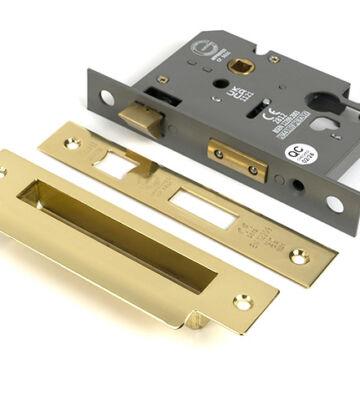 From The Anvil Polished Brass 3″ Euro Profile Sash Lock