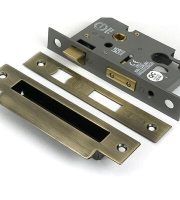 From The Anvil Aged Brass 3″ Euro Profile Sash Lock