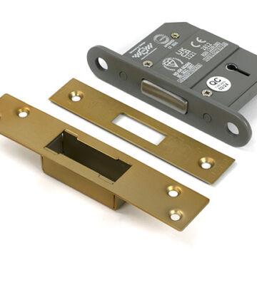 From The Anvil Satin Brass 2½” 5 Lever BS Dead Lock