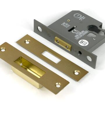 From The Anvil Satin Brass 3″ Euro Profile Dead Lock