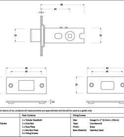 From The Anvil Satin Brass 2½" Heavy Duty Tubular Deadbolt - Image 2