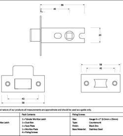 From The Anvil Pewter 2½" Tubular Mortice Latch - Image 2