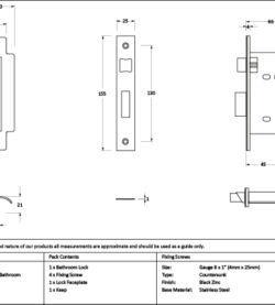 From The Anvil Pewter 2½" Heavy Duty Bathroom Mortice Lock - Image 2