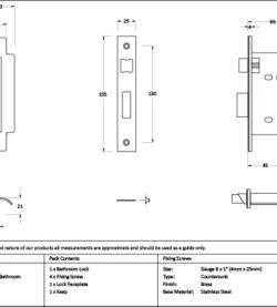 From The Anvil Polished Brass 2½" Heavy Duty Bathroom Mortice Lock - Image 2