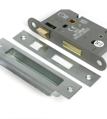 From The Anvil Satin Chrome 2½” Heavy Duty Bathroom Mortice Lock
