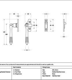 From The Anvil Polished Brass Night-Vent Locking Reeded Fastener (Steel Window) - Image 2