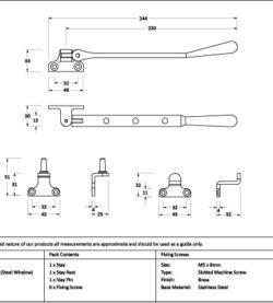 From The Anvil Polished Brass 8" Newbury Stay (Steel Window) - Image 2