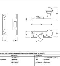 From The Anvil Pewter Prestbury Sash Hook Fastener - Image 2