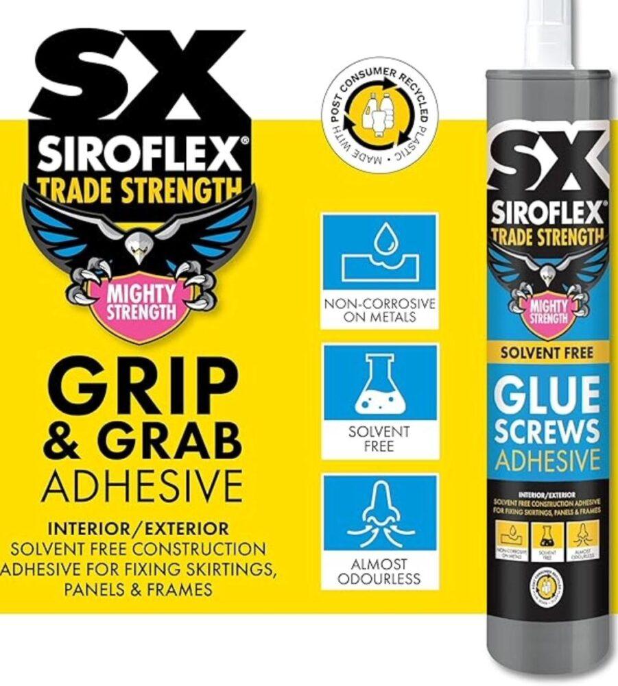 SX Mighty Strength Glue Screws Solvent Free Adhesive WHITE 300ml - Image 2