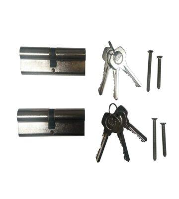 Yale 6 Pin Euro Profile Cylinder Lock Nickle 45/10/45 Keyed Alike in pairs c/w 6