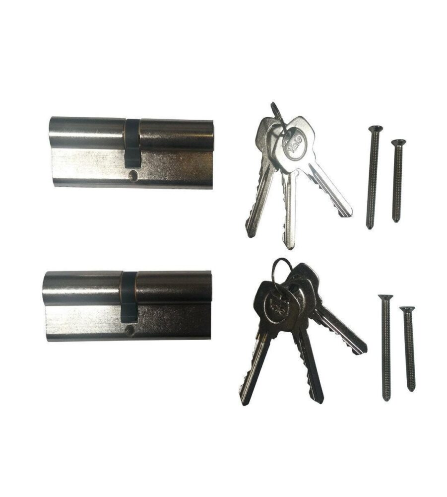 Yale 6 Pin Euro Profile Cylinder Lock Nickle 45/10/45 Keyed Alike in pairs c/w 6